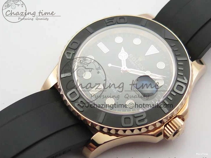 MiroTime 0308 Yacht-Master 116655 RG Wrapped D1F 1:1 Best Edition Black Ceramic Bezel 904L Steel on Oysterflex Rubber Strap A Fashionable 3060